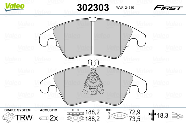 VALEO Első fékbetét 302303_VALEO