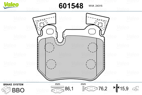 VALEO Hátsó fékbetét 601548_VALEO