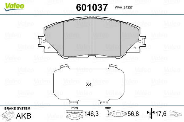 VALEO Első fékbetét 601037_VALEO