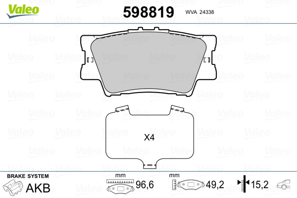 VALEO Hátsó fékbetét 598819_VALEO