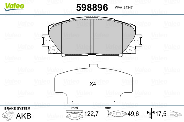 VALEO Első fékbetét 598896_VALEO