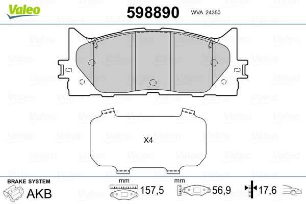 VALEO 598890_VALEO Első fékbetét