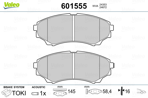 VALEO Első fékbetét 601555_VALEO