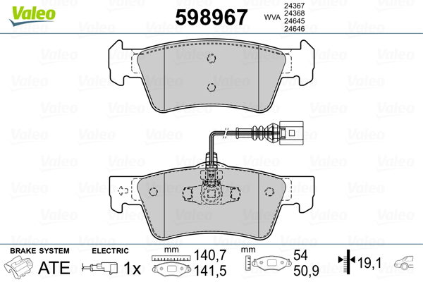 VALEO Hátsó fékbetét 598967_VALEO