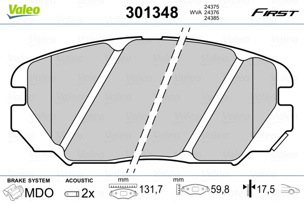 VALEO Első fékbetét 301348_VALEO