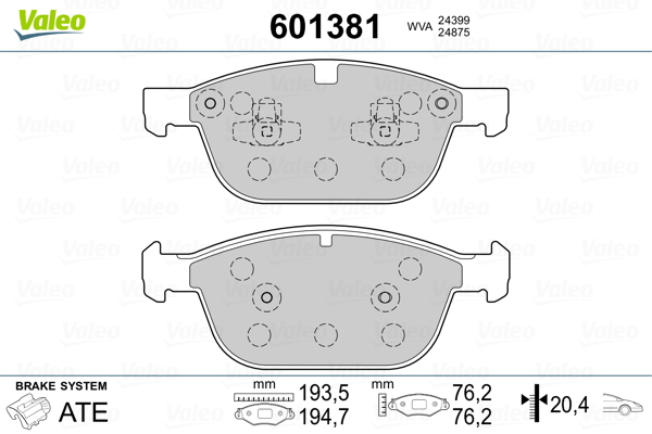 VALEO Első fékbetét 601381_VALEO