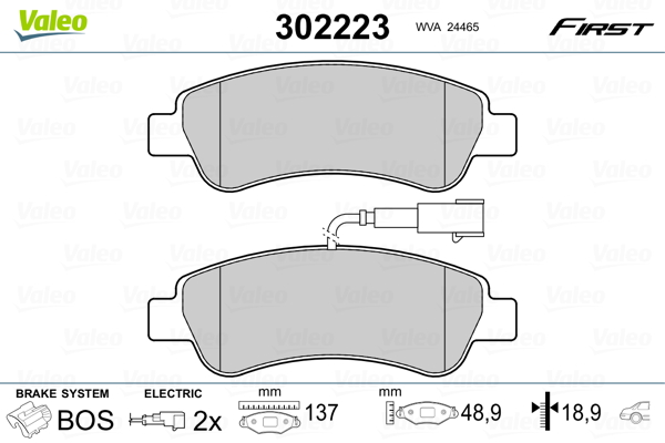 VALEO Hátsó fékbetét 302223_VALEO