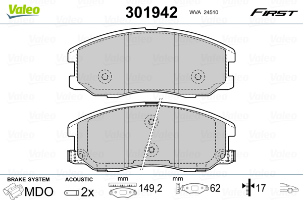VALEO FIRST Első fékbetét 301942_VALEO