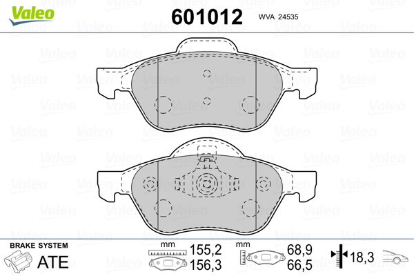 VALEO Első fékbetét 601012_VALEO