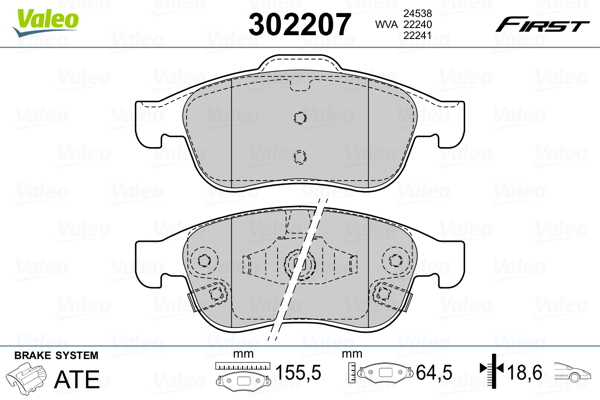 VALEO Első fékbetét 302207_VALEO