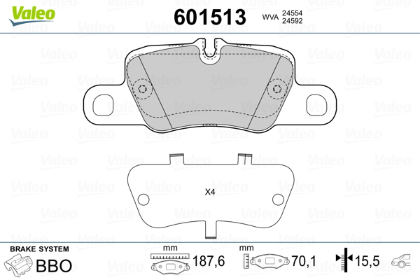 VALEO Hátsó fékbetét 601513_VALEO