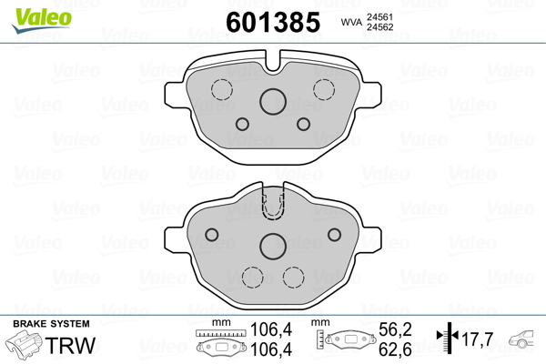 VALEO Hátsó fékbetét 601385_VALEO