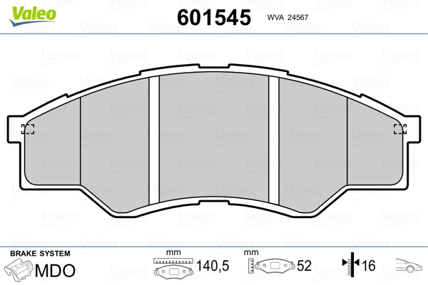 VALEO Első fékbetét 601545_VALEO