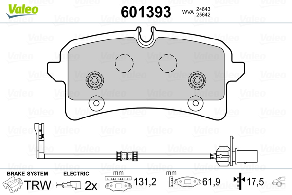 VALEO Hátsó fékbetét 601393_VALEO