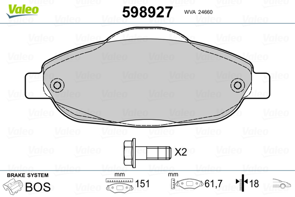 VALEO Első fékbetét 598927_VALEO