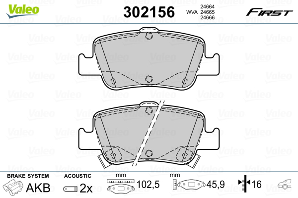 VALEO Hátsó fékbetét 302156_VALEO