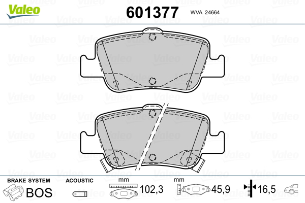 VALEO Hátsó fékbetét 601377_VALEO