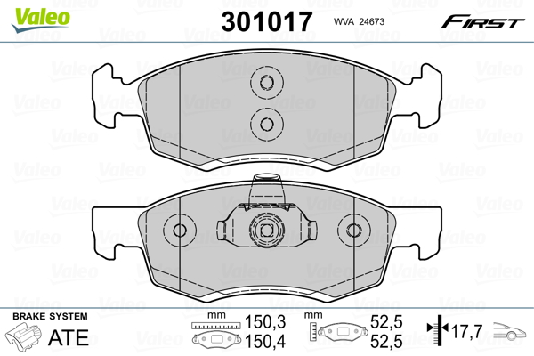 VALEO FIRST Első fékbetét 301017_VALEO