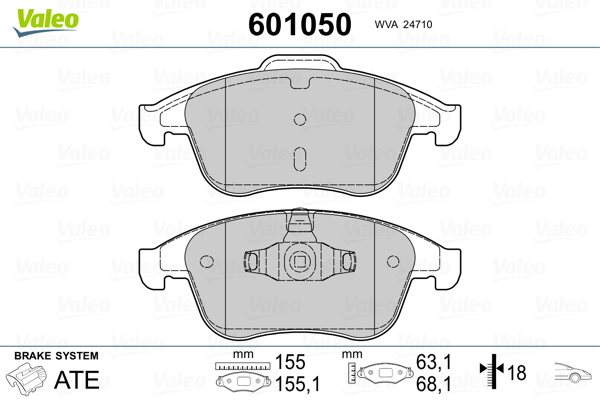 VALEO Első fékbetét 601050_VALEO