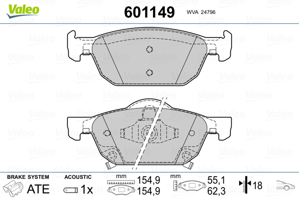 VALEO Első fékbetét 601149_VALEO