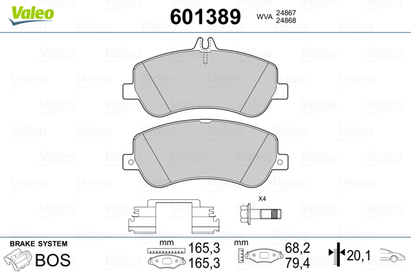 VALEO Fékbetét, mind 601389_VALEO