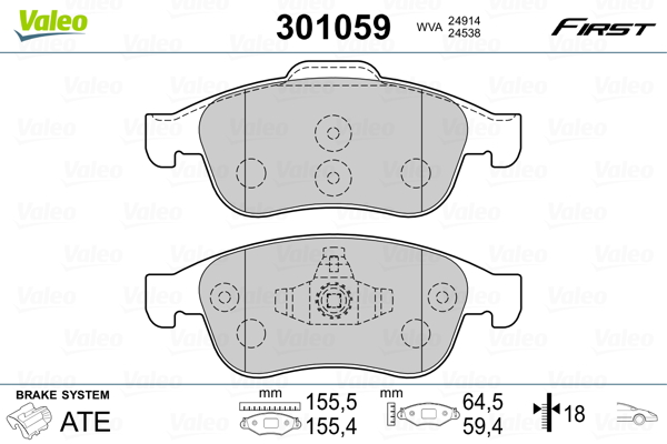 VALEO Első fékbetét 301059_VALEO