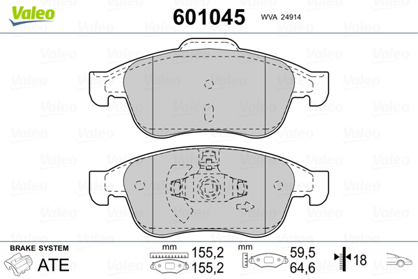 VALEO Első fékbetét 601045_VALEO