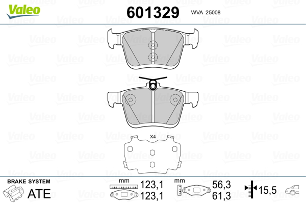 VALEO Hátsó fékbetét 601329_VALEO