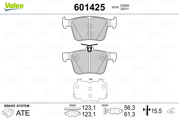 VALEO Hátsó fékbetét 601425_VALEO