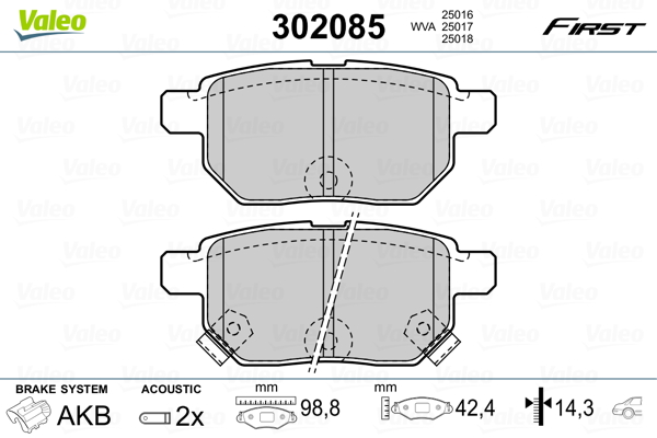 VALEO Hátsó fékbetét 302085_VALEO