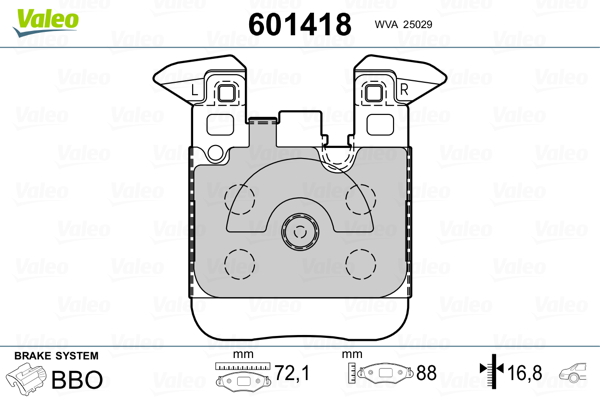 VALEO Fékbetét, mind 601418_VALEO