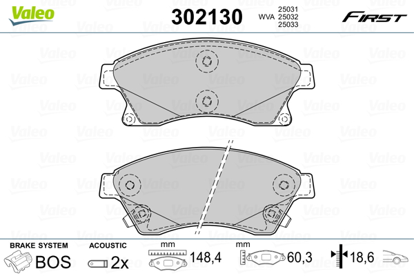 VALEO Első fékbetét 302130_VALEO