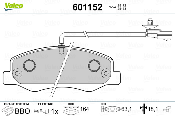 VALEO Hátsó fékbetét 601152_VALEO