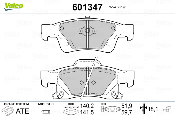 VALEO Hátsó fékbetét 601347_VALEO