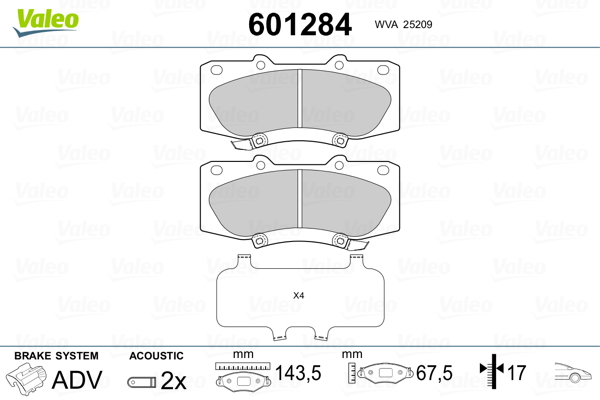 VALEO Első fékbetét 601284_VALEO