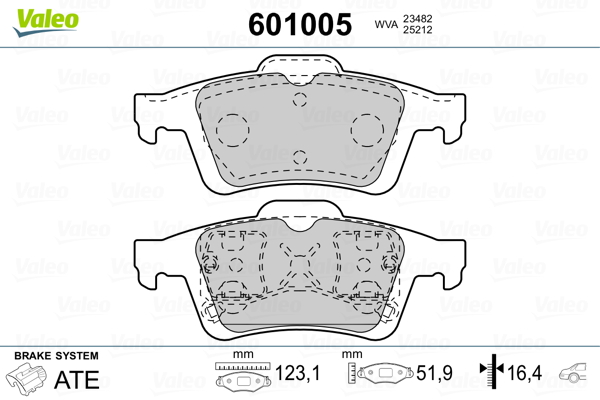 VALEO Hátsó fékbetét 601005_VALEO