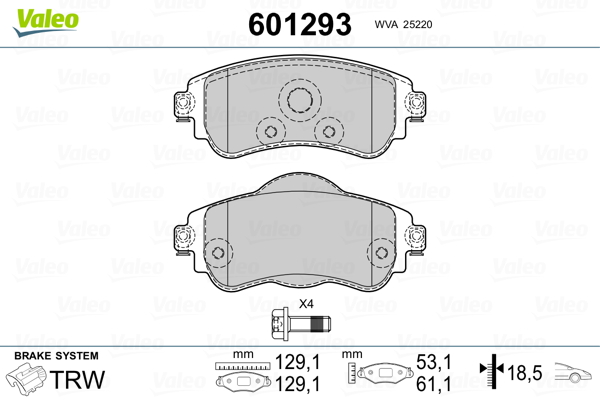 VALEO Fékpofa 601293_VALEO