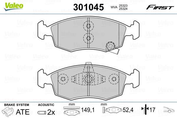 VALEO Első fékbetét 301045_VALEO