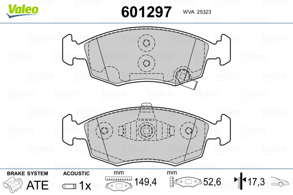 VALEO Fékbetét, mind 601297_VALEO