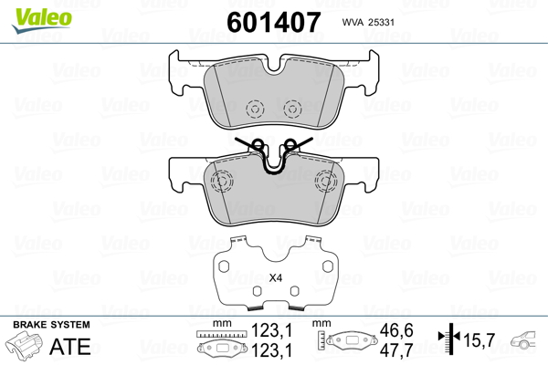 VALEO Hátsó fékbetét 601407_VALEO