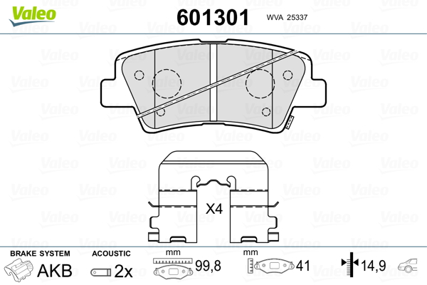 VALEO Hátsó fékbetét 601301_VALEO