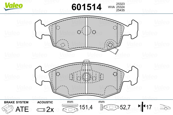 VALEO Első fékbetét 601514_VALEO