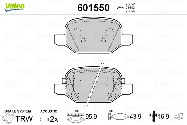 VALEO Hátsó fékbetét 601550_VALEO