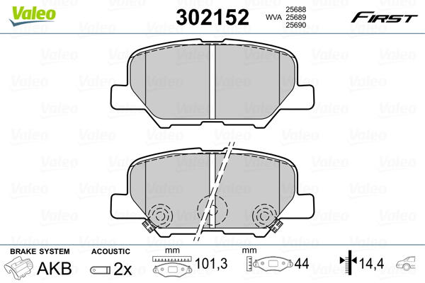 VALEO Hátsó fékbetét 302152_VALEO