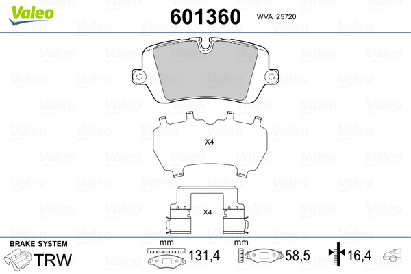 VALEO Hátsó fékbetét 601360_VALEO