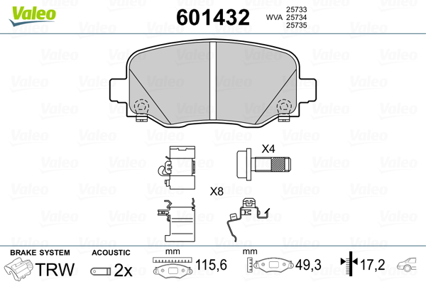 VALEO Hátsó fékbetét 601432_VALEO