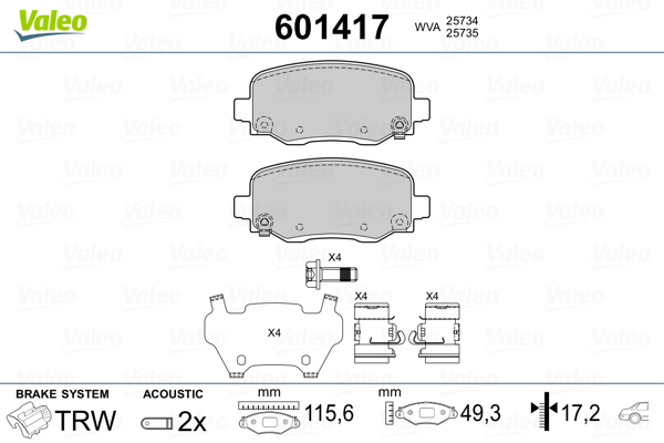 VALEO Fékbetét, mind 601417_VALEO