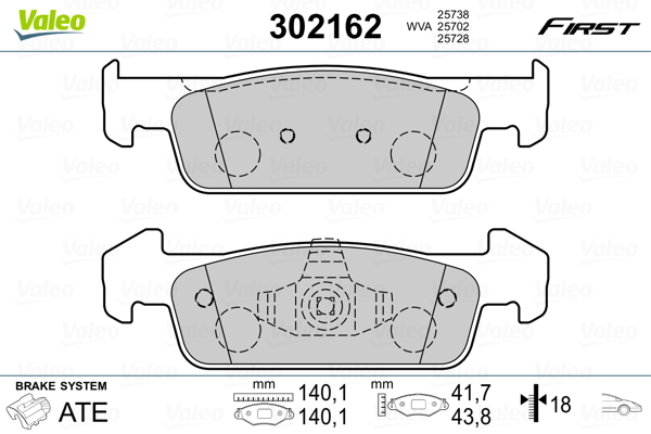 VALEO Első fékbetét 302162_VALEO