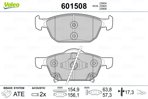 VALEO Első fékbetét 601508_VALEO