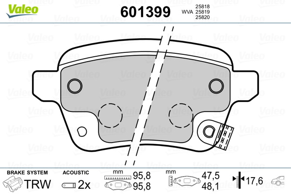 VALEO Hátsó fékbetét 601399_VALEO